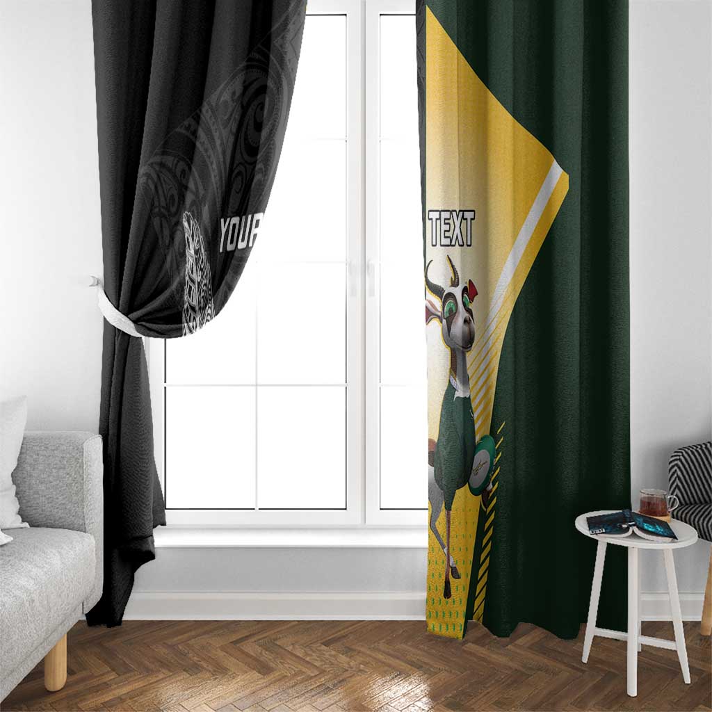 New Zealand and South Africa Rugby Custom Window Curtain Maori Silver Fern Springbok Together LT14 - Polynesian Pride