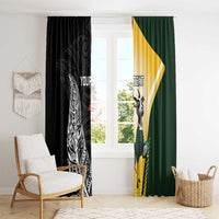 New Zealand and South Africa Rugby Custom Window Curtain Maori Silver Fern Springbok Together LT14 - Polynesian Pride