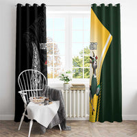 New Zealand and South Africa Rugby Custom Window Curtain Maori Silver Fern Springbok Together LT14 - Polynesian Pride
