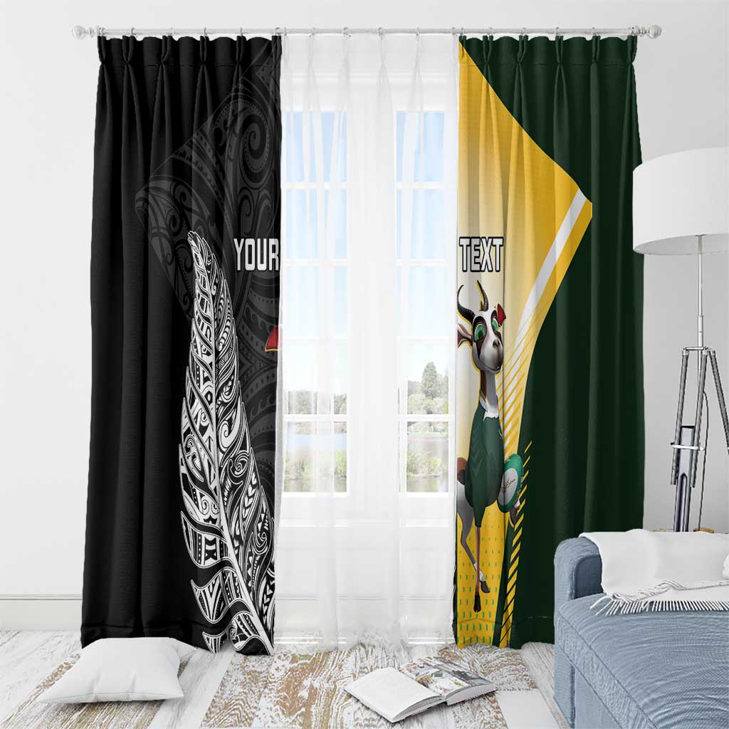 New Zealand and South Africa Rugby Custom Window Curtain Maori Silver Fern Springbok Together LT14 - Polynesian Pride