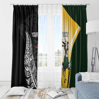 New Zealand and South Africa Rugby Custom Window Curtain Maori Silver Fern Springbok Together LT14 - Polynesian Pride