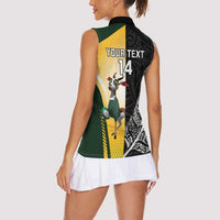 New Zealand and South Africa Rugby Custom Women Sleeveless Polo Shirt Maori Silver Fern Springbok Together LT14 - Polynesian Pride