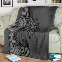 Polynesia Manta Ray Tattoo Blanket Tropical Plumeria Gray Polynesian Pattern LT14 - Polynesian Pride