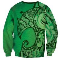 Polynesia Manta Ray Tattoo Sweatshirt Tropical Plumeria Green Polynesian Pattern LT14 - Polynesian Pride