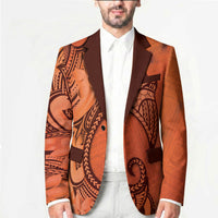 Polynesia Manta Ray Tattoo Blazer Tropical Plumeria Orange Polynesian Pattern LT14 - Polynesian Pride