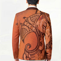 Polynesia Manta Ray Tattoo Blazer Tropical Plumeria Orange Polynesian Pattern LT14 - Polynesian Pride