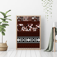 Bula Fiji Canvas Wall Art Fijian Tapa Masi With Hibiscus Flowers LT14 - Polynesian Pride