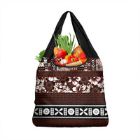 Bula Fiji Grocery Bag Fijian Tapa Masi With Hibiscus Flowers LT14 1-pack One Size Brown - Polynesian Pride