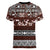 Bula Fiji Women V Neck T Shirt Fijian Tapa Masi With Hibiscus Flowers LT14 - Polynesian Pride