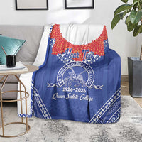 Queen Salote College 100 Years Personalized Blanket Tonga QSC Heilala Lei Blue Ngatu Pattern