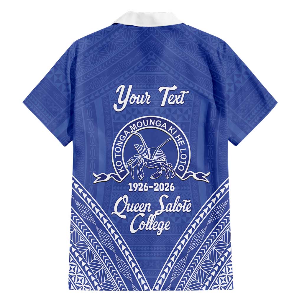 Queen Salote College 100 Years Personalized Family Matching Long Sleeve Bodycon Dress and Hawaiian Shirt Tonga QSC Heilala Lei Blue Ngatu Pattern LT14 - Polynesian Pride