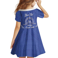 Queen Salote College 100 Years Personalized Family Matching Mermaid Dress and Hawaiian Shirt Tonga QSC Heilala Lei Blue Ngatu Pattern LT14 - Polynesian Pride