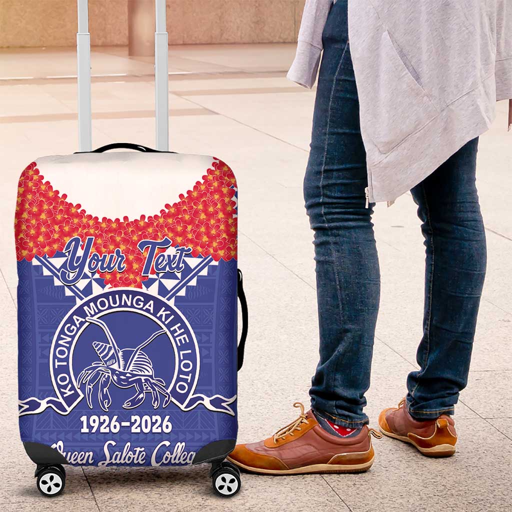 Queen Salote College 100 Years Personalized Luggage Cover Tonga QSC Heilala Lei Blue Ngatu Pattern LT14 Blue - Polynesian Pride