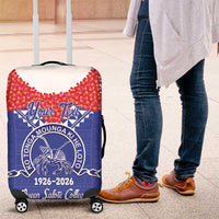 Queen Salote College 100 Years Personalized Luggage Cover Tonga QSC Heilala Lei Blue Ngatu Pattern LT14 Blue - Polynesian Pride