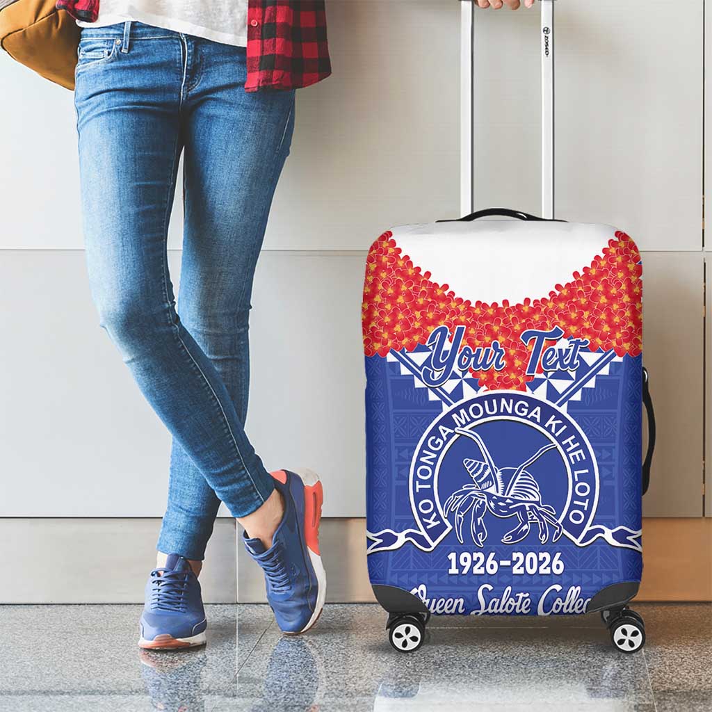 Queen Salote College 100 Years Personalized Luggage Cover Tonga QSC Heilala Lei Blue Ngatu Pattern LT14 - Polynesian Pride