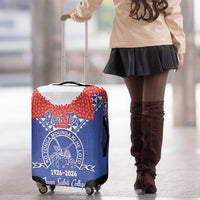 Queen Salote College 100 Years Personalized Luggage Cover Tonga QSC Heilala Lei Blue Ngatu Pattern LT14 - Polynesian Pride