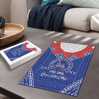 Queen Salote College 100 Years Personalized Puzzle Tonga QSC Heilala Lei Blue Ngatu Pattern