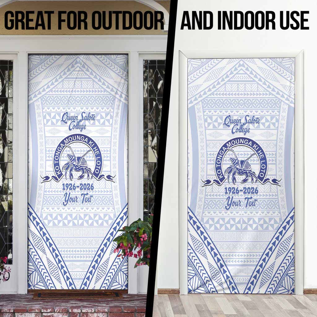 Queen Salote College 100 Years Personalized Door Cover Tonga QSC Heilala Lei White Ngatu Pattern