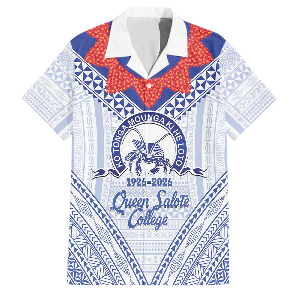 Queen Salote College 100 Years Personalized Family Matching Mermaid Dress and Hawaiian Shirt Tonga QSC Heilala Lei White Ngatu Pattern LT14 Dad's Shirt - Short Sleeve White - Polynesian Pride
