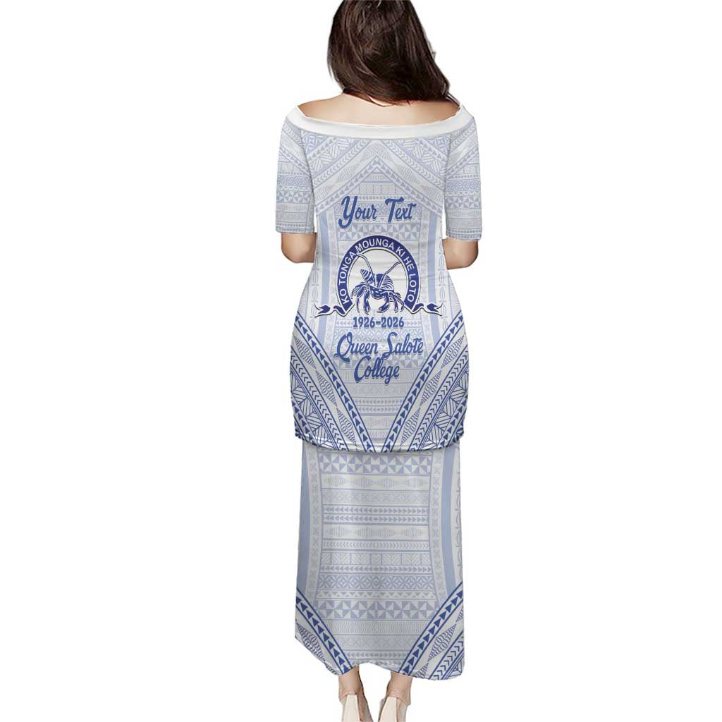 Queen Salote College 100 Years Personalized Family Matching Puletasi and Hawaiian Shirt Tonga QSC Heilala Lei White Ngatu Pattern LT14 - Polynesian Pride