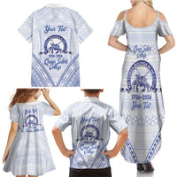 Queen Salote College 100 Years Personalized Family Matching Summer Maxi Dress and Hawaiian Shirt Tonga QSC Heilala Lei White Ngatu Pattern LT14 - Polynesian Pride