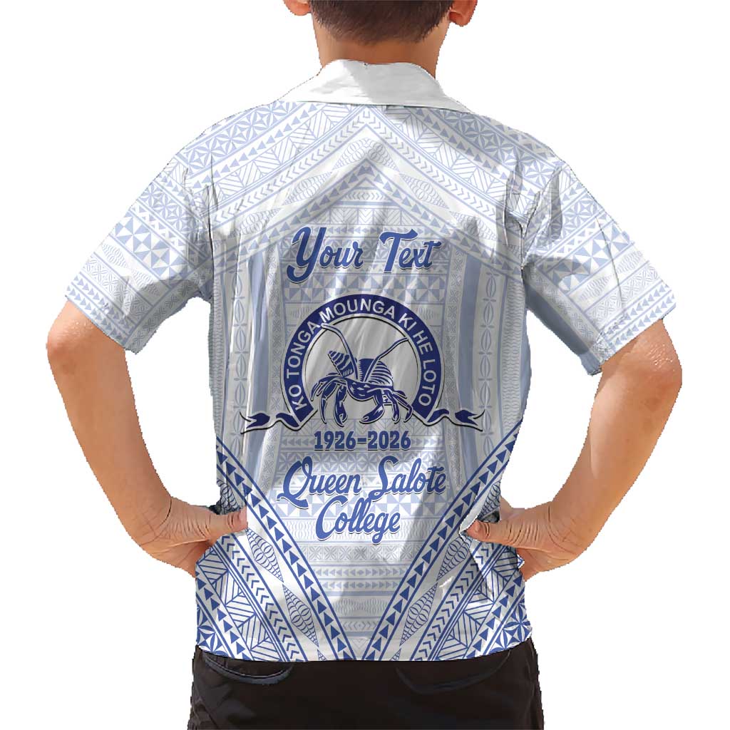 Queen Salote College 100 Years Personalized Hawaiian Shirt Tonga QSC Heilala Lei White Ngatu Pattern