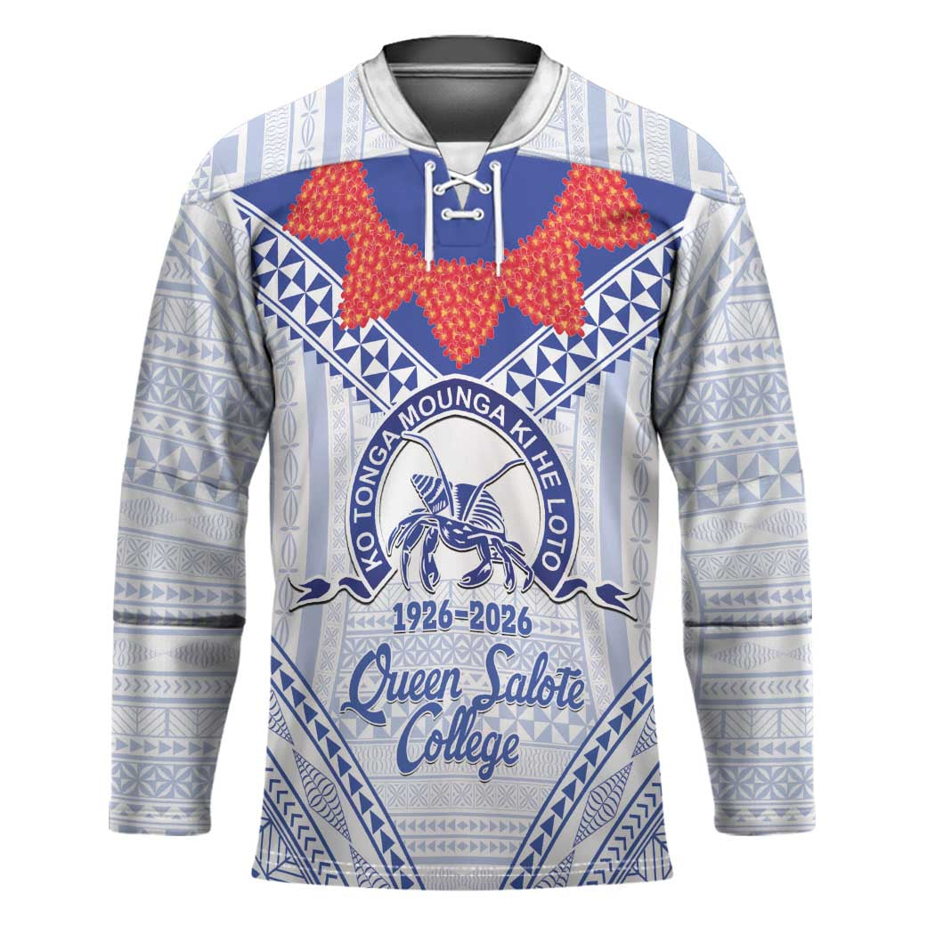 Queen Salote College 100 Years Personalized Hockey Jersey Tonga QSC Heilala Lei White Ngatu Pattern LT14 Unisex White - Polynesian Pride