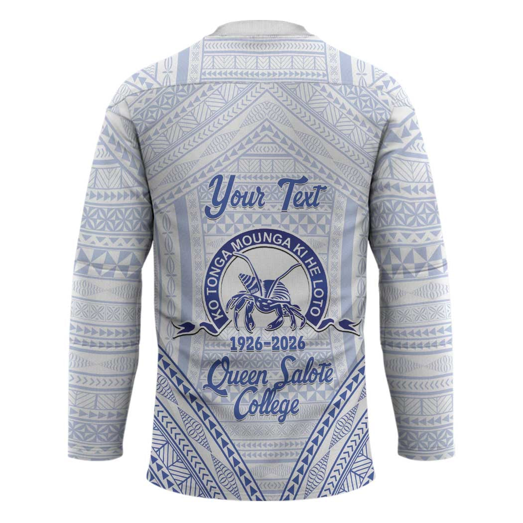 Queen Salote College 100 Years Personalized Hockey Jersey Tonga QSC Heilala Lei White Ngatu Pattern LT14 - Polynesian Pride
