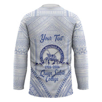 Queen Salote College 100 Years Personalized Hockey Jersey Tonga QSC Heilala Lei White Ngatu Pattern LT14 - Polynesian Pride