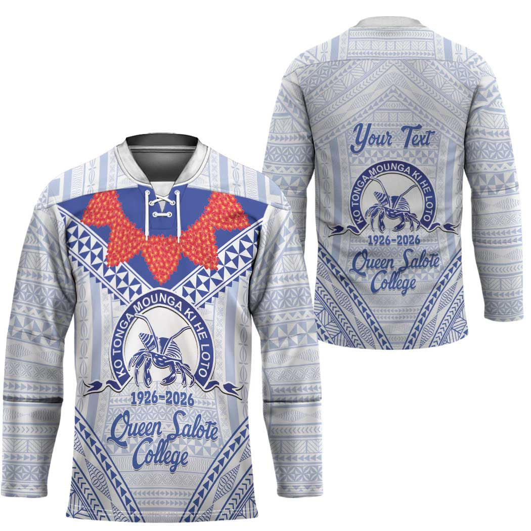Queen Salote College 100 Years Personalized Hockey Jersey Tonga QSC Heilala Lei White Ngatu Pattern LT14 - Polynesian Pride