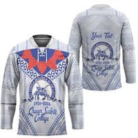 Queen Salote College 100 Years Personalized Hockey Jersey Tonga QSC Heilala Lei White Ngatu Pattern LT14 - Polynesian Pride