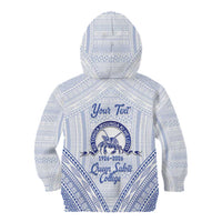 Queen Salote College 100 Years Personalized Kid Hoodie Tonga QSC Heilala Lei White Ngatu Pattern