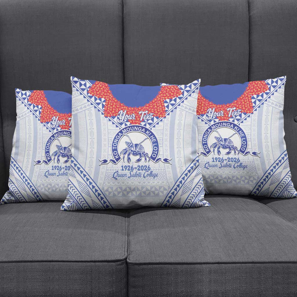 Queen Salote College 100 Years Personalized Pillow Cover Tonga QSC Heilala Lei White Ngatu Pattern