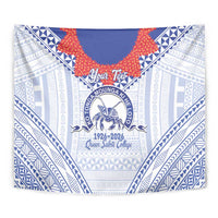Queen Salote College 100 Years Personalized Tapestry Tonga QSC Heilala Lei White Ngatu Pattern