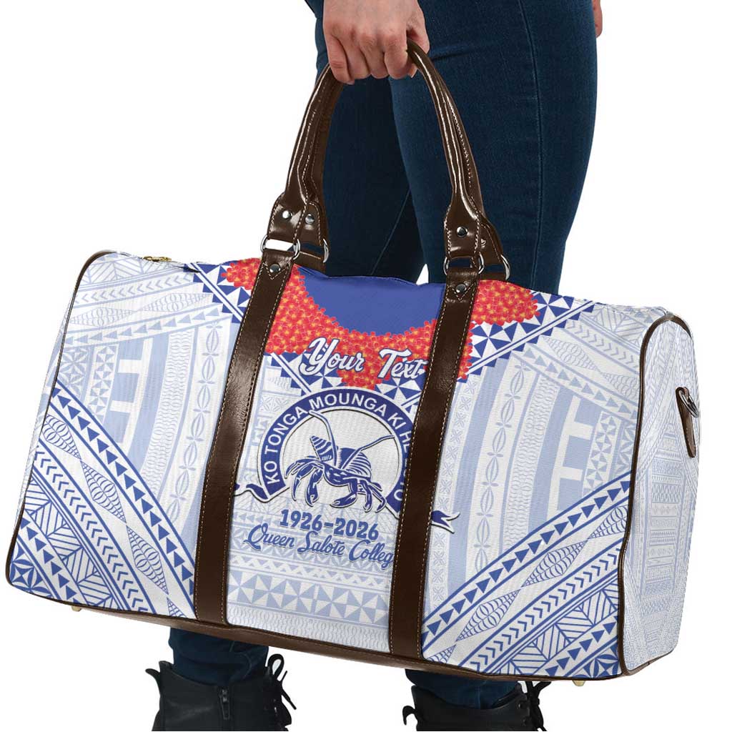 Queen Salote College 100 Years Personalized Travel Bag Tonga QSC Heilala Lei White Ngatu Pattern