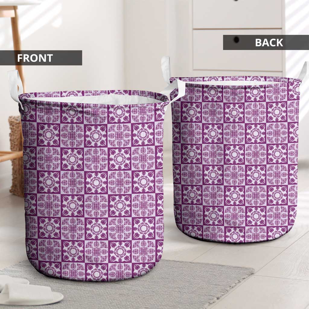 Poni Palaka Quilt Hawaii Laundry Basket Hawaiian Tropical Monstera Sea Turtle