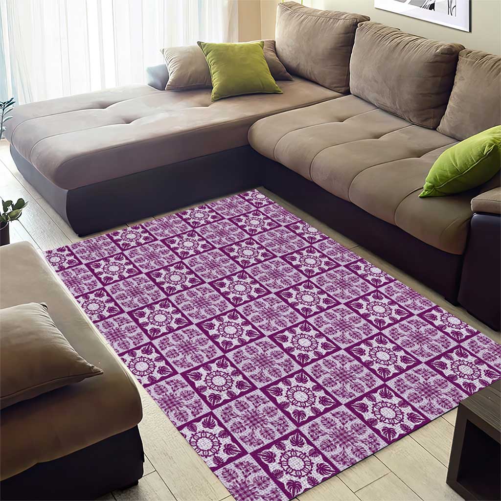 Poni Palaka Quilt Hawaii Area Rug Hawaiian Tropical Monstera Sea Turtle