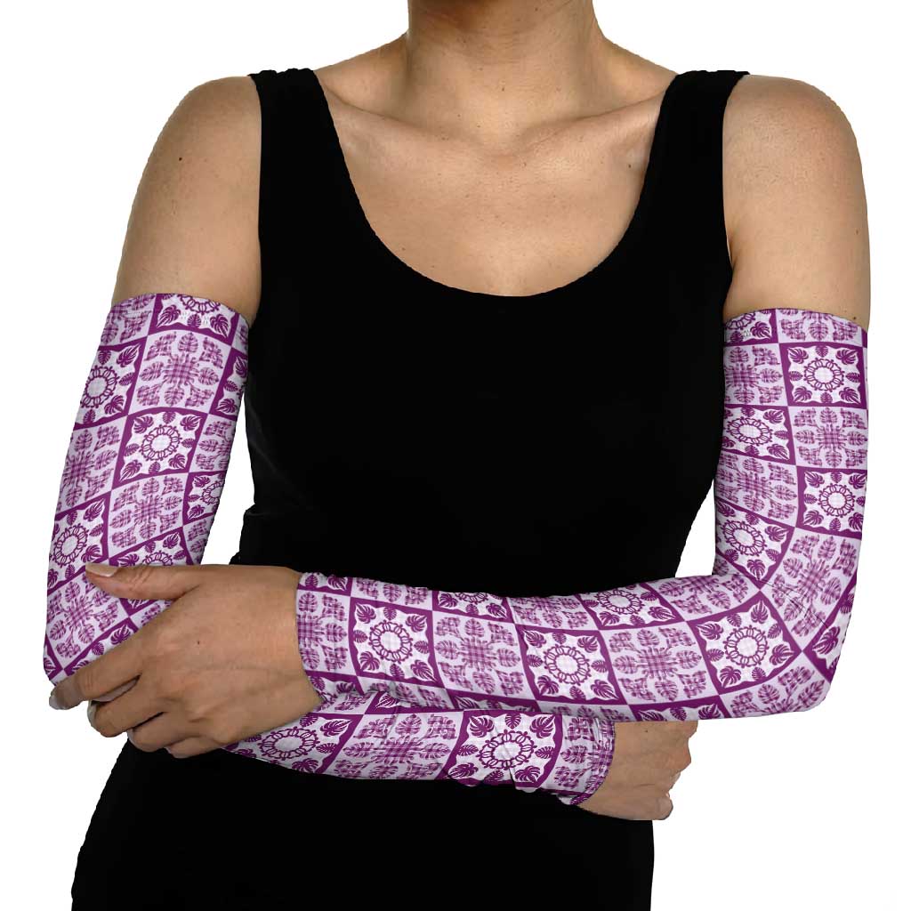 Poni Palaka Quilt Hawaii Arm Sleeves Hawaiian Tropical Monstera Sea Turtle