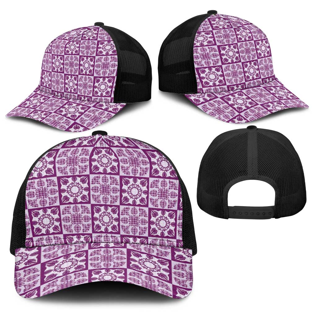 Poni Palaka Quilt Hawaii Baseball Net Cap Hawaiian Tropical Monstera Sea Turtle