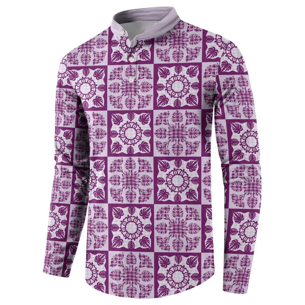 Poni Palaka Quilt Hawaii Button Sweatshirt Hawaiian Tropical Monstera Sea Turtle