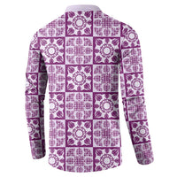 Poni Palaka Quilt Hawaii Button Sweatshirt Hawaiian Tropical Monstera Sea Turtle