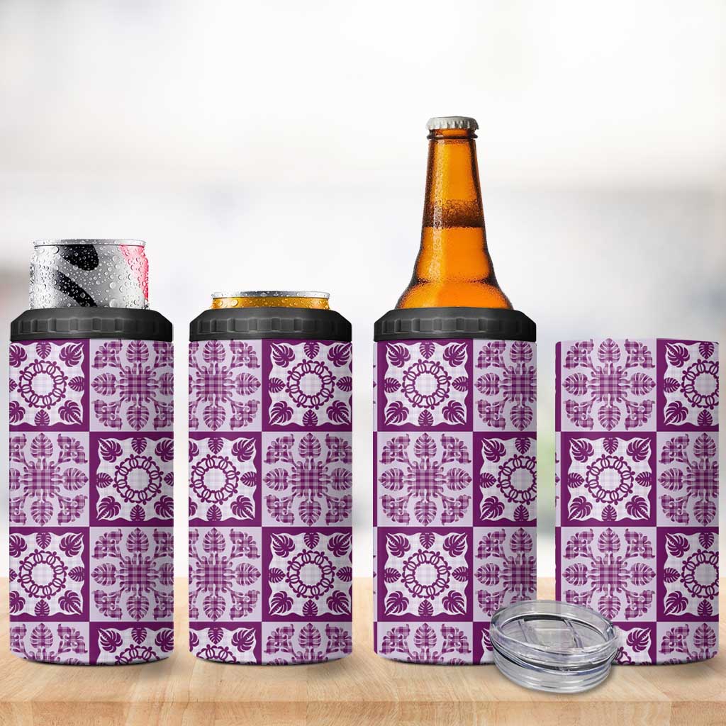 Poni Palaka Quilt Hawaii 4 in 1 Can Cooler Tumbler Hawaiian Tropical Monstera Sea Turtle LT14 - Polynesian Pride