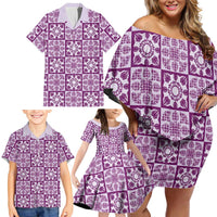 Poni Palaka Quilt Hawaii Family Matching Off Shoulder Short Dress and Hawaiian Shirt Hawaiian Tropical Monstera Sea Turtle LT14 - Polynesian Pride