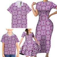 Poni Palaka Quilt Hawaii Family Matching Short Sleeve Bodycon Dress and Hawaiian Shirt Hawaiian Tropical Monstera Sea Turtle LT14 - Polynesian Pride