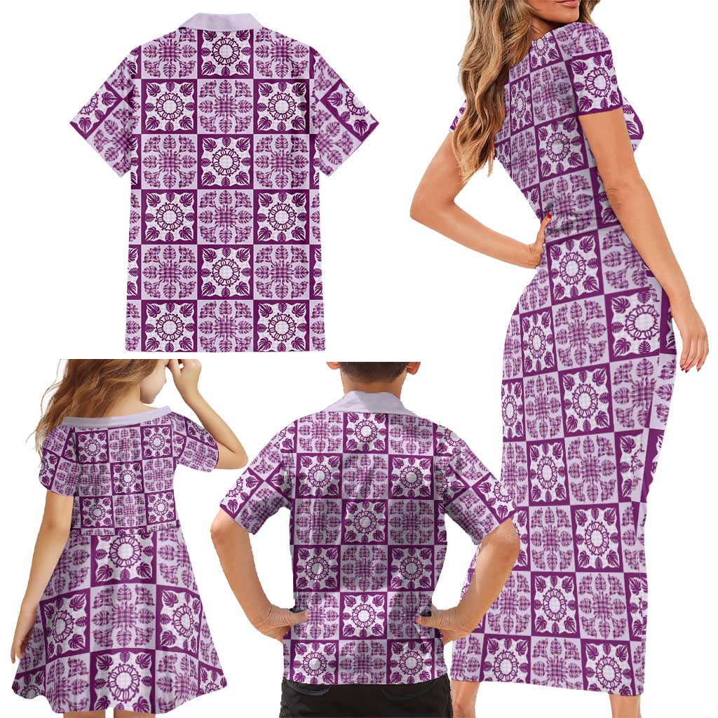 Poni Palaka Quilt Hawaii Family Matching Short Sleeve Bodycon Dress and Hawaiian Shirt Hawaiian Tropical Monstera Sea Turtle LT14 - Polynesian Pride