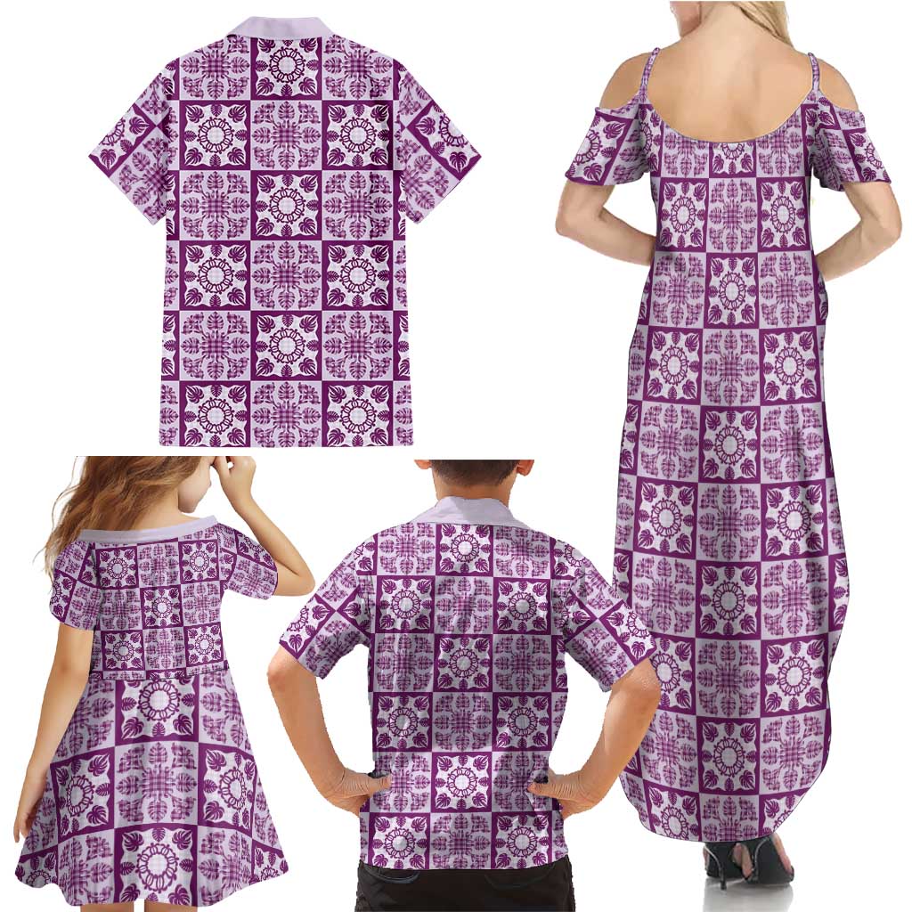 Poni Palaka Quilt Hawaii Family Matching Summer Maxi Dress and Hawaiian Shirt Hawaiian Tropical Monstera Sea Turtle LT14 - Polynesian Pride