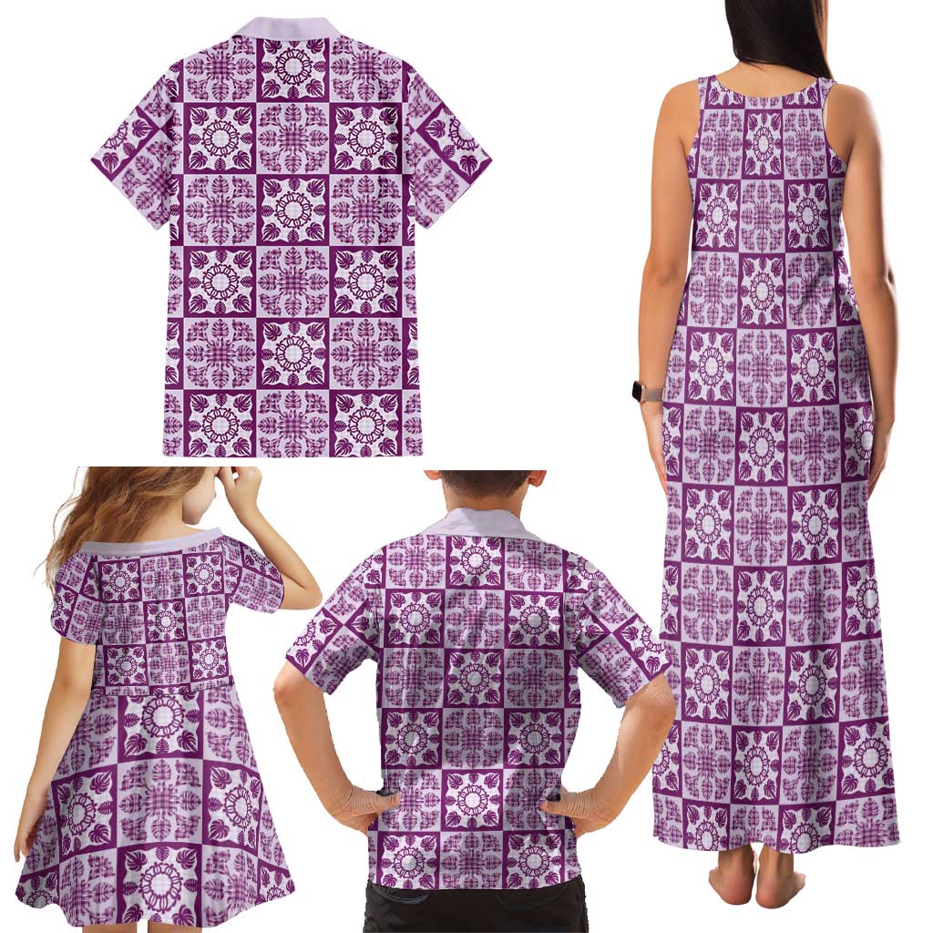 Poni Palaka Quilt Hawaii Family Matching Tank Maxi Dress and Hawaiian Shirt Hawaiian Tropical Monstera Sea Turtle LT14 - Polynesian Pride