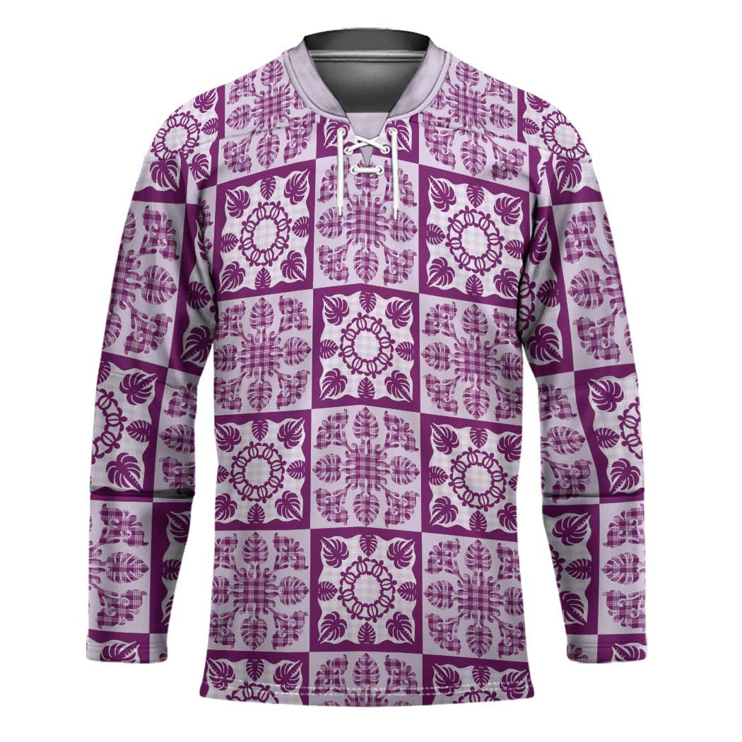 Poni Palaka Quilt Hawaii Hockey Jersey Hawaiian Tropical Monstera Sea Turtle