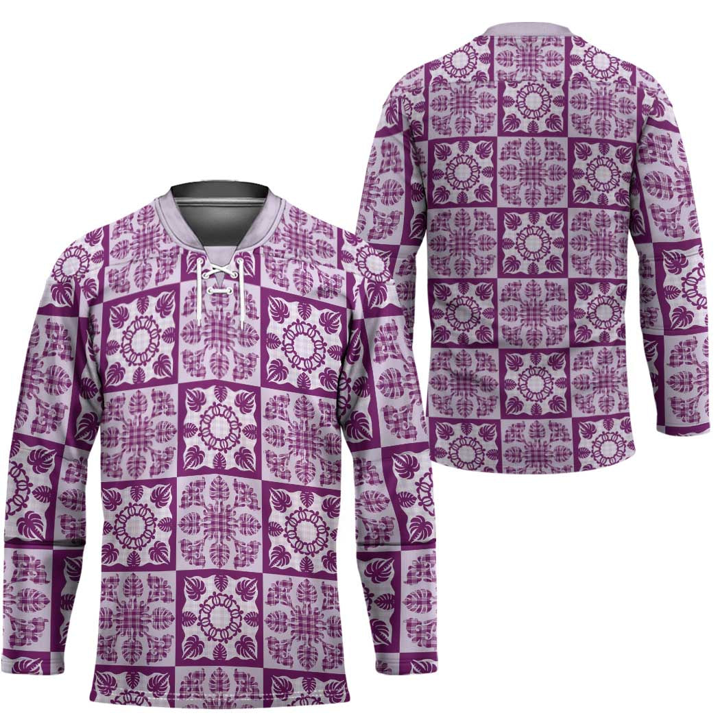Poni Palaka Quilt Hawaii Hockey Jersey Hawaiian Tropical Monstera Sea Turtle