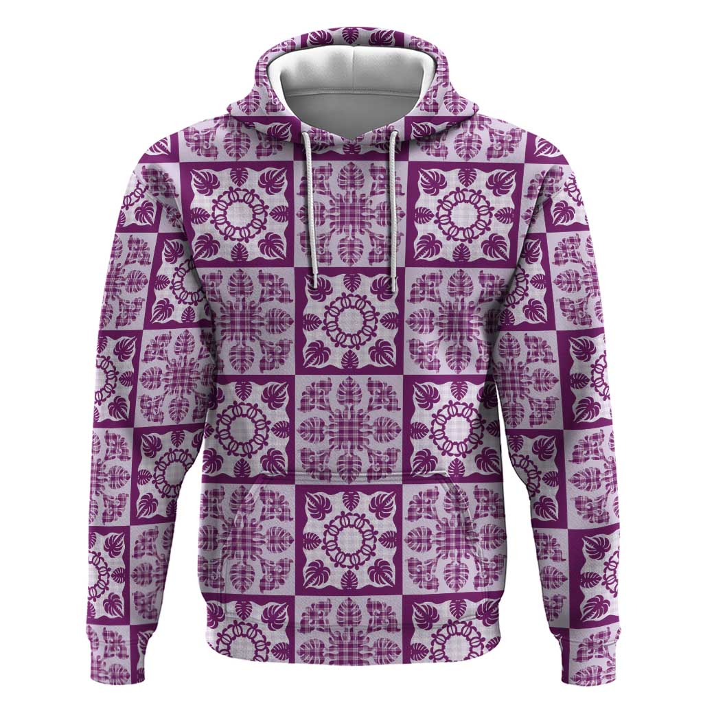Poni Palaka Quilt Hawaii Hoodie Hawaiian Tropical Monstera Sea Turtle